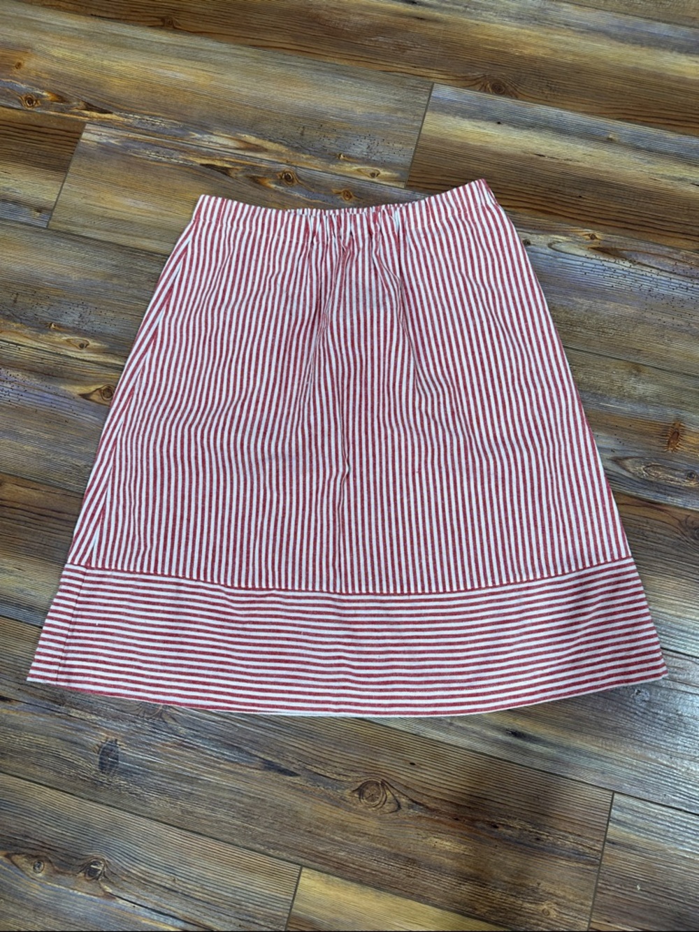 J. Crew Red and White Striped A-Line Skirt